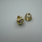 Oval CZ Wide Hoop Earrings