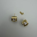 Oval CZ Wide Hoop Earrings