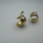 Oval CZ Wide Hoop Earrings