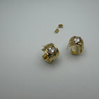 Oval CZ Wide Hoop Earrings