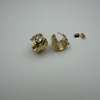 Oval CZ Wide Hoop Earrings