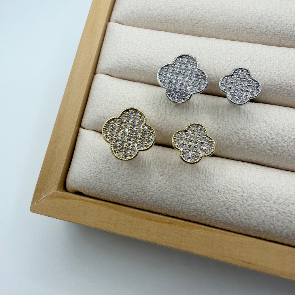 Open-ended Pavé Dual Clover Ring