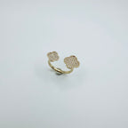 Open-ended Pavé Dual Clover Ring