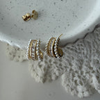 Pearl Baguette Huggie Earrings