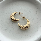 Crescent Starry Hoop Earrings