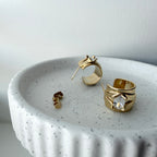 Oval CZ Wide Hoop Earrings