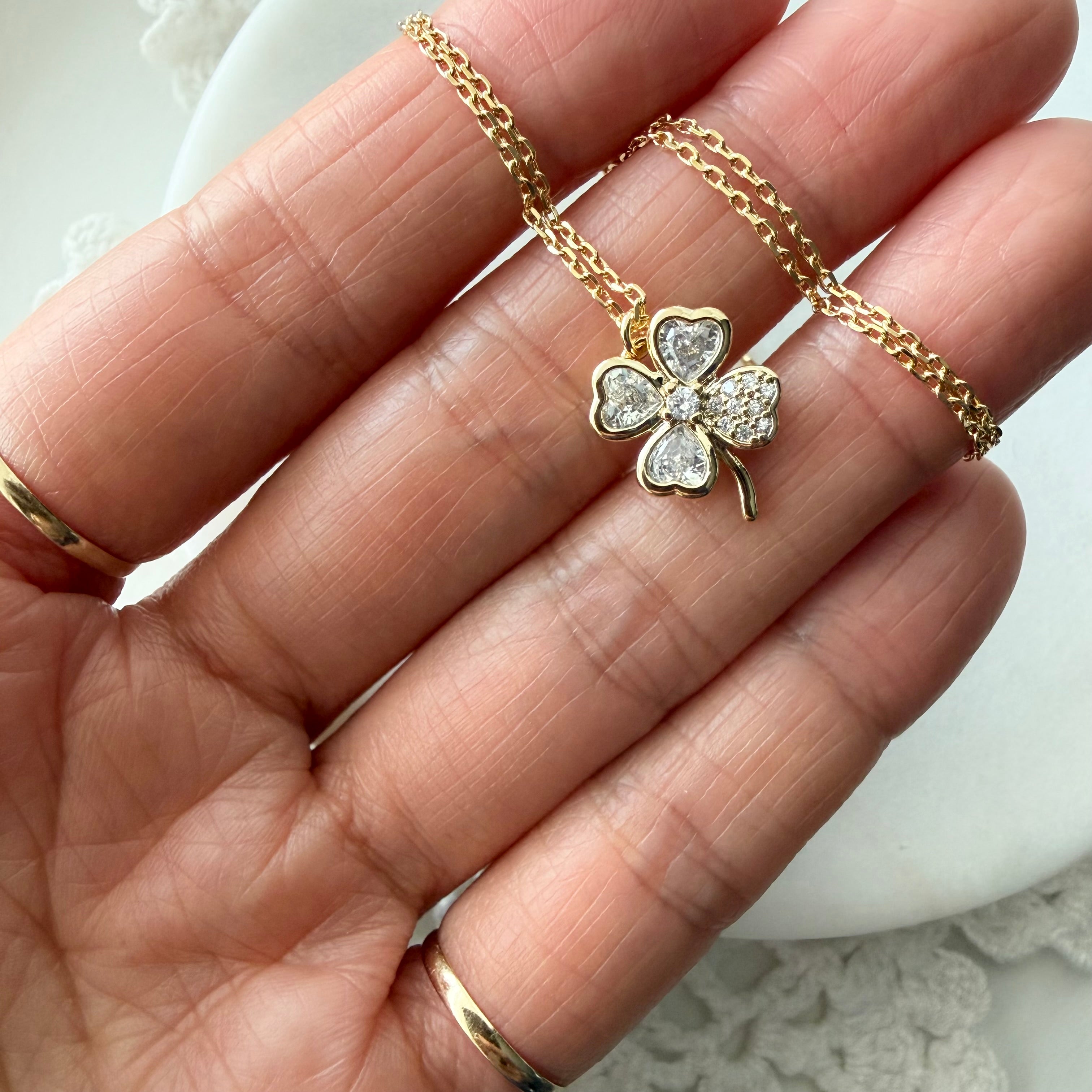 Clover / Shamrock Sparkle Necklace