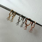 Huggie Hoop Earrings: Zig Zag Star