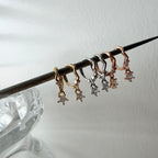 Huggie Hoop Earrings: Zig Zag Star
