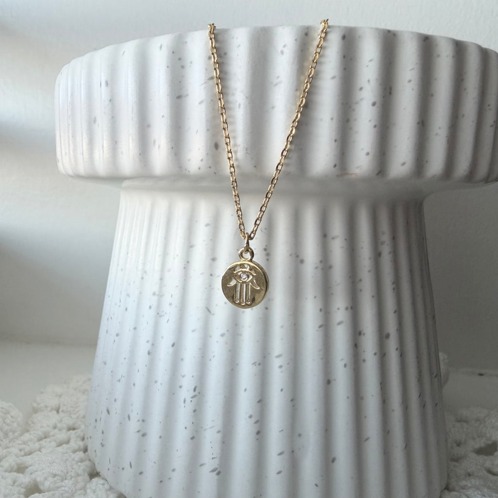 Hamsa Coin Teeny Necklace