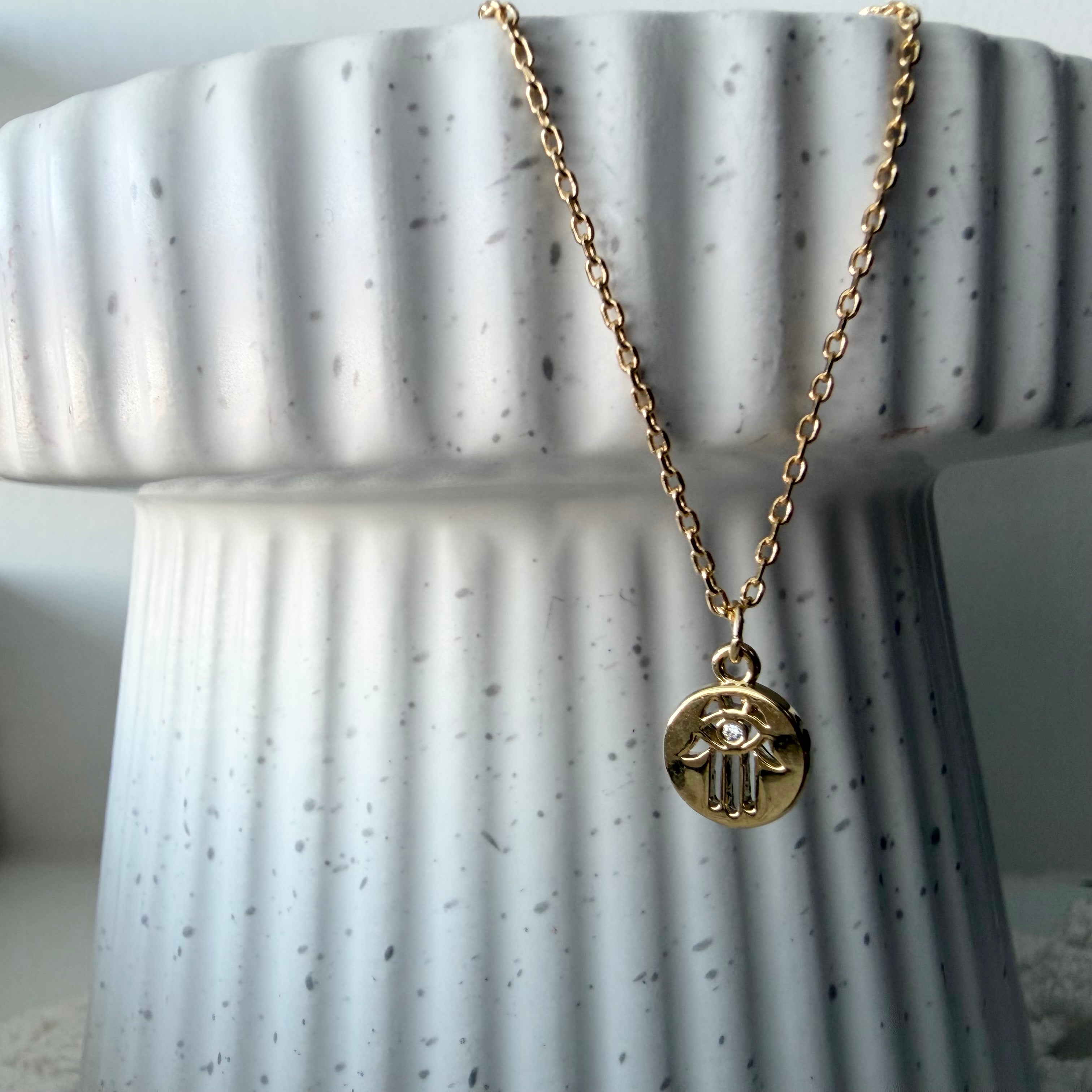 Hamsa Coin Teeny Necklace