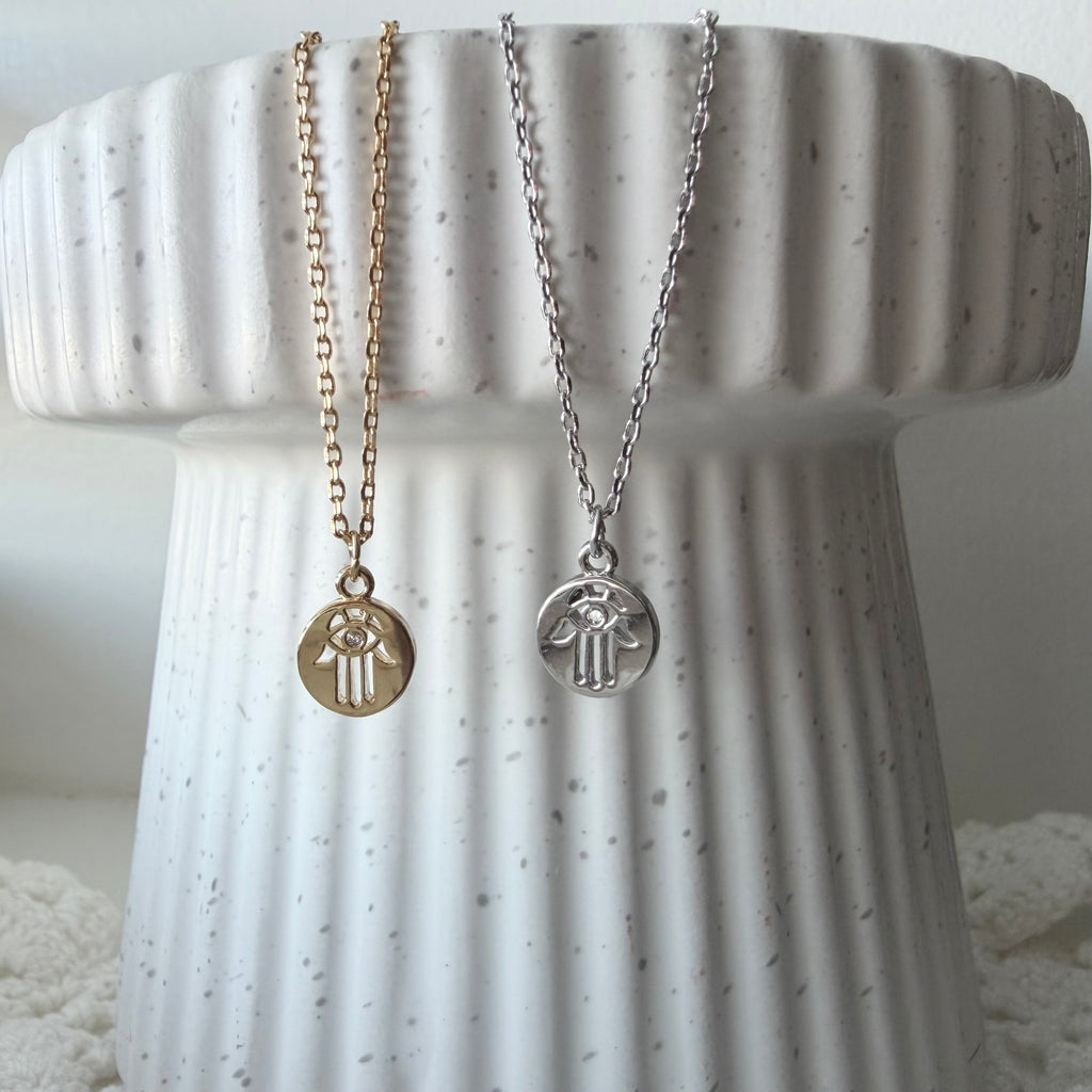 Hamsa Coin Teeny Necklace