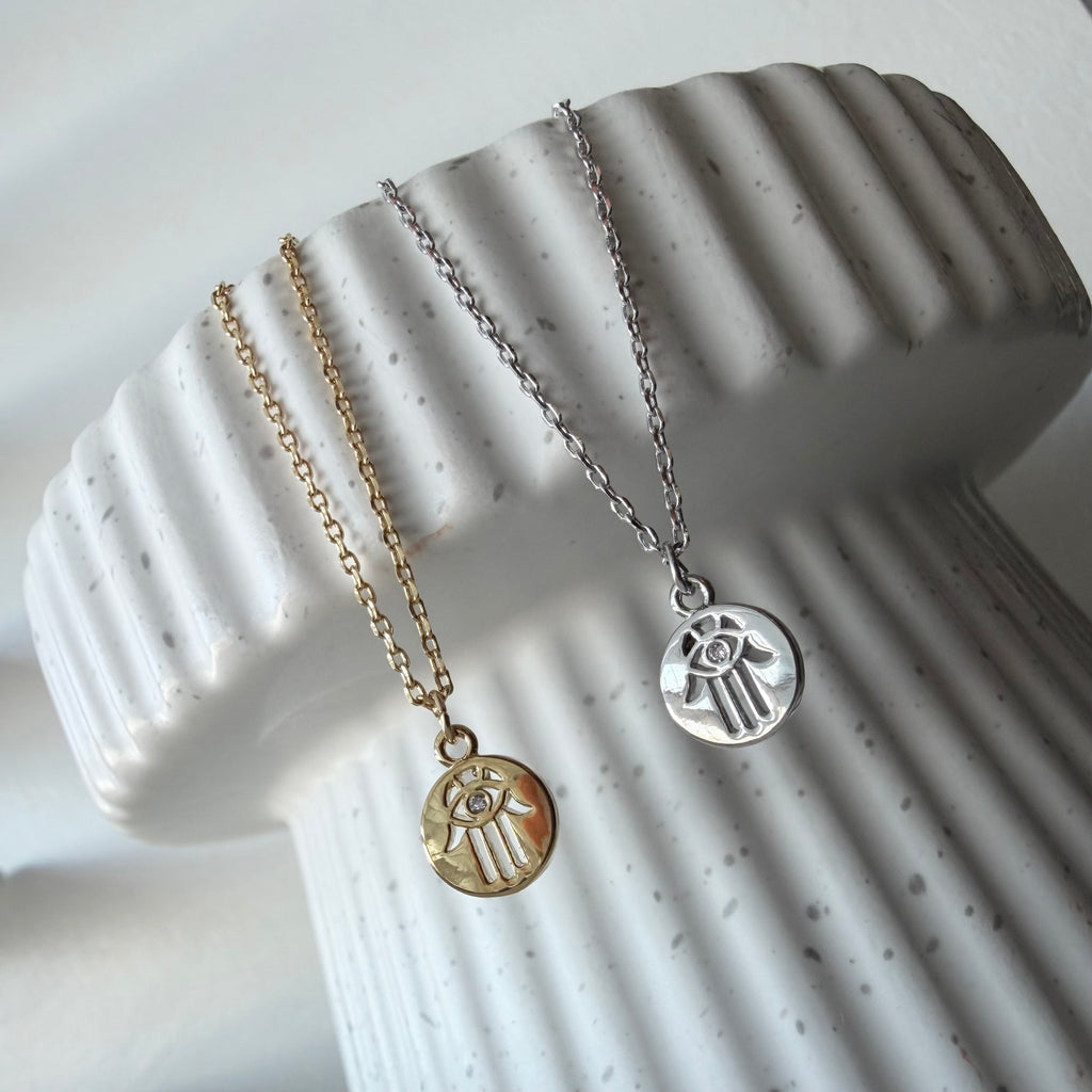 Hamsa Coin Teeny Necklace