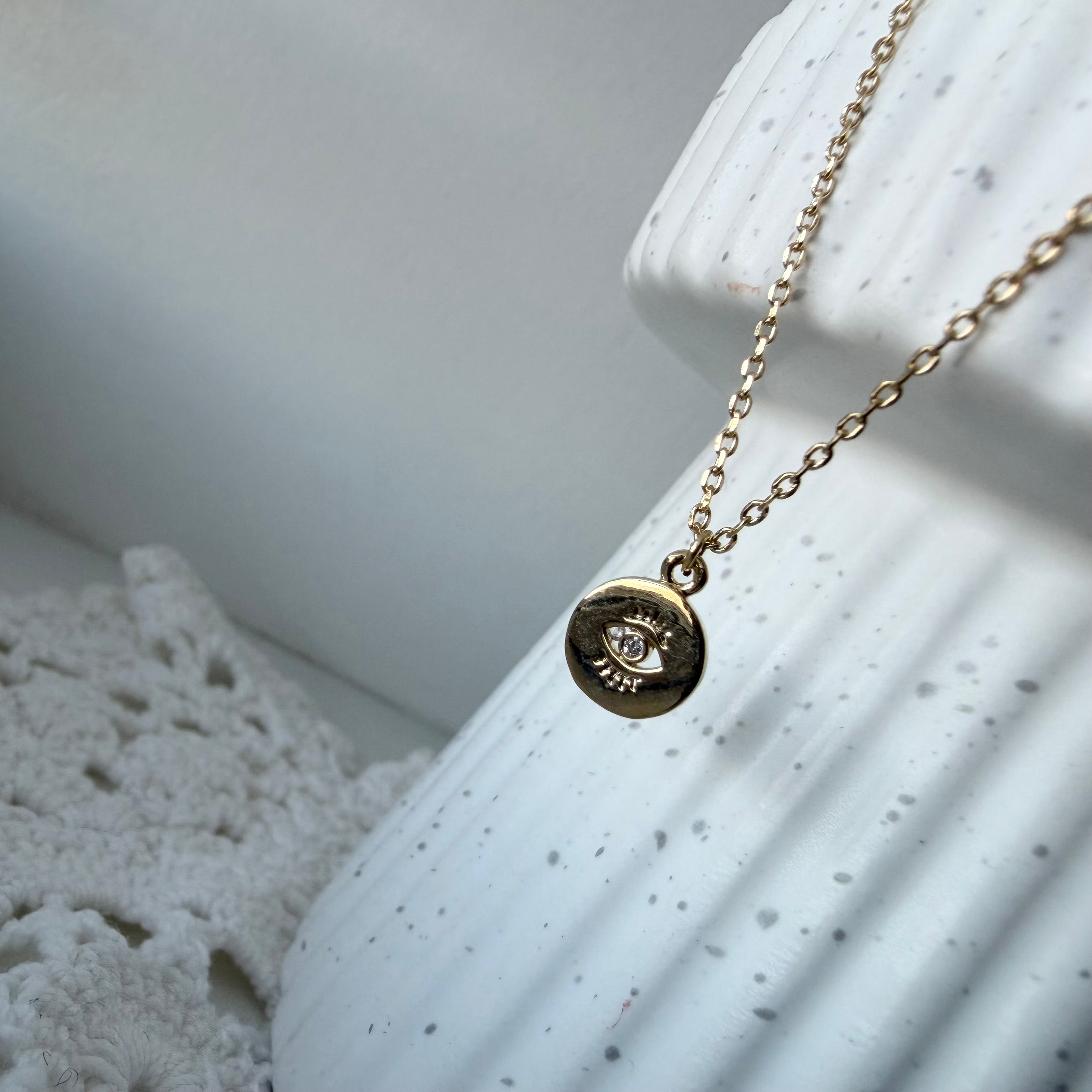 Evil Eye Coin Teeny Necklace