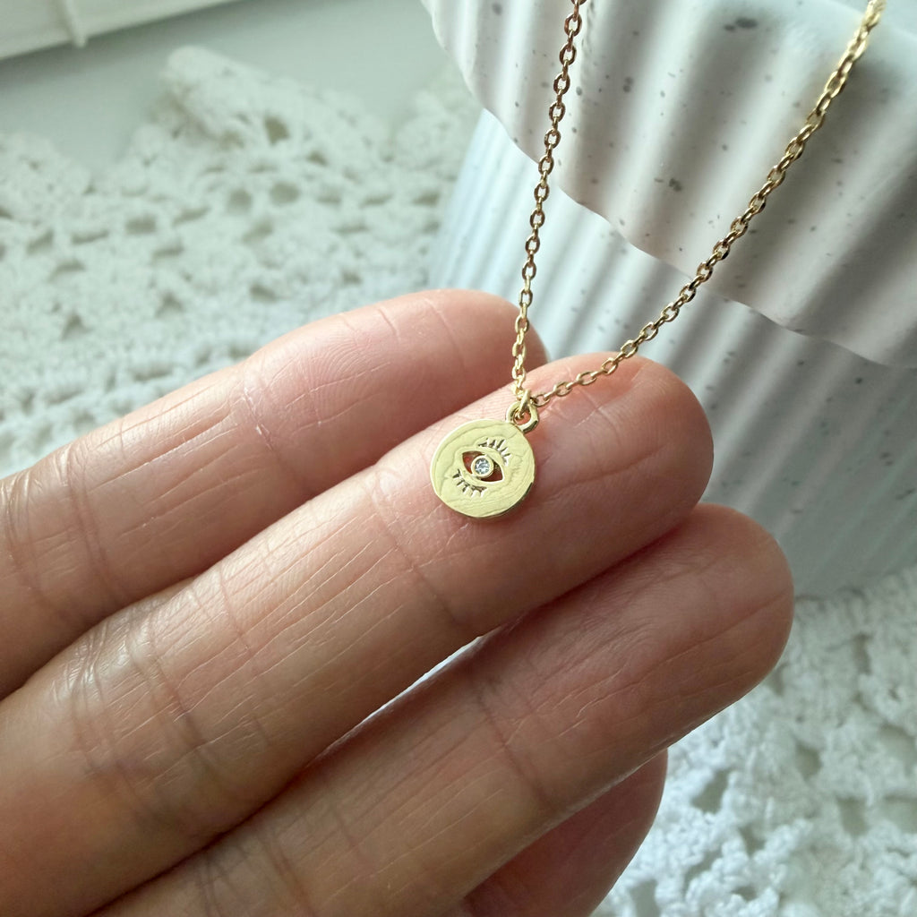 Evil Eye Coin Teeny Necklace