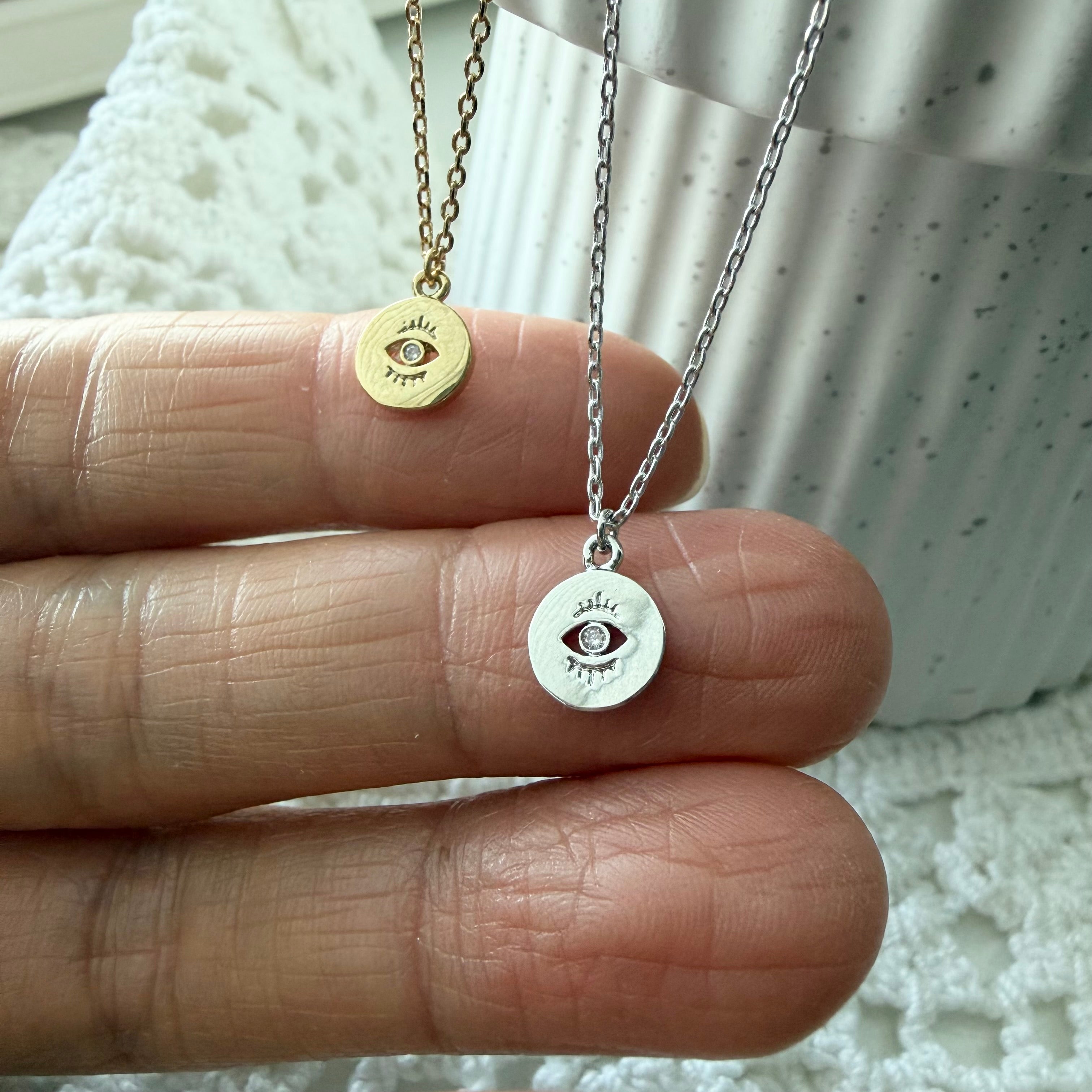 Evil Eye Coin Teeny Necklace