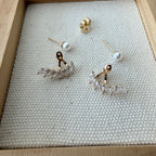 Ear Jacket Pearl Marquise Fan Earrings