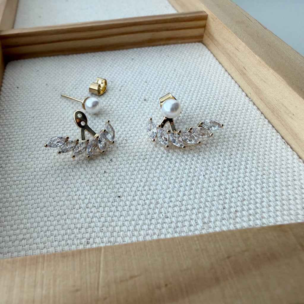 Ear Jacket Pearl Marquise Fan Earrings