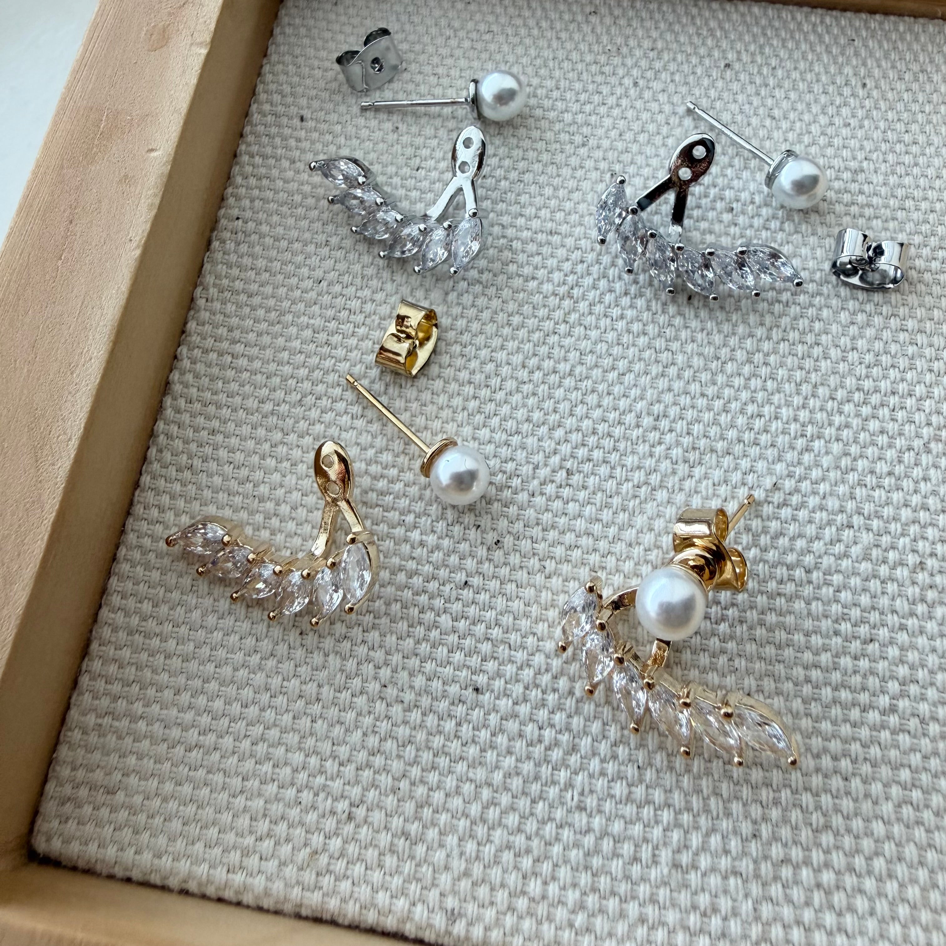 Ear Jacket Pearl Marquise Fan Earrings