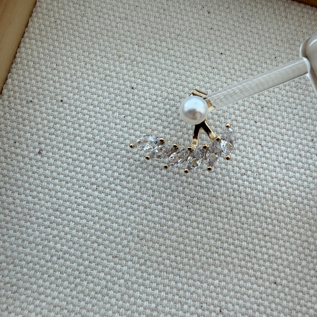 Ear Jacket Pearl Marquise Fan Earrings
