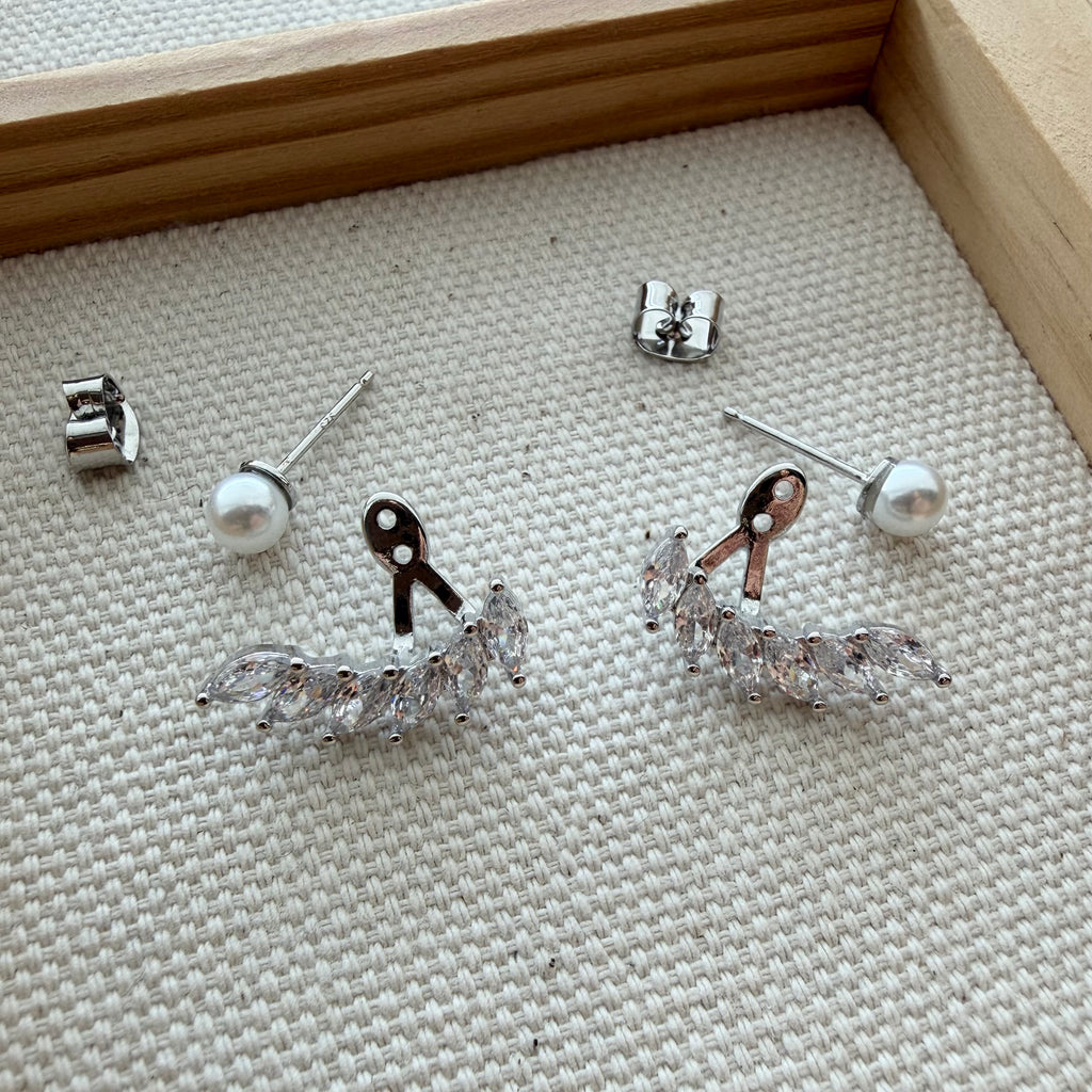 Ear Jacket Pearl Marquise Fan Earrings