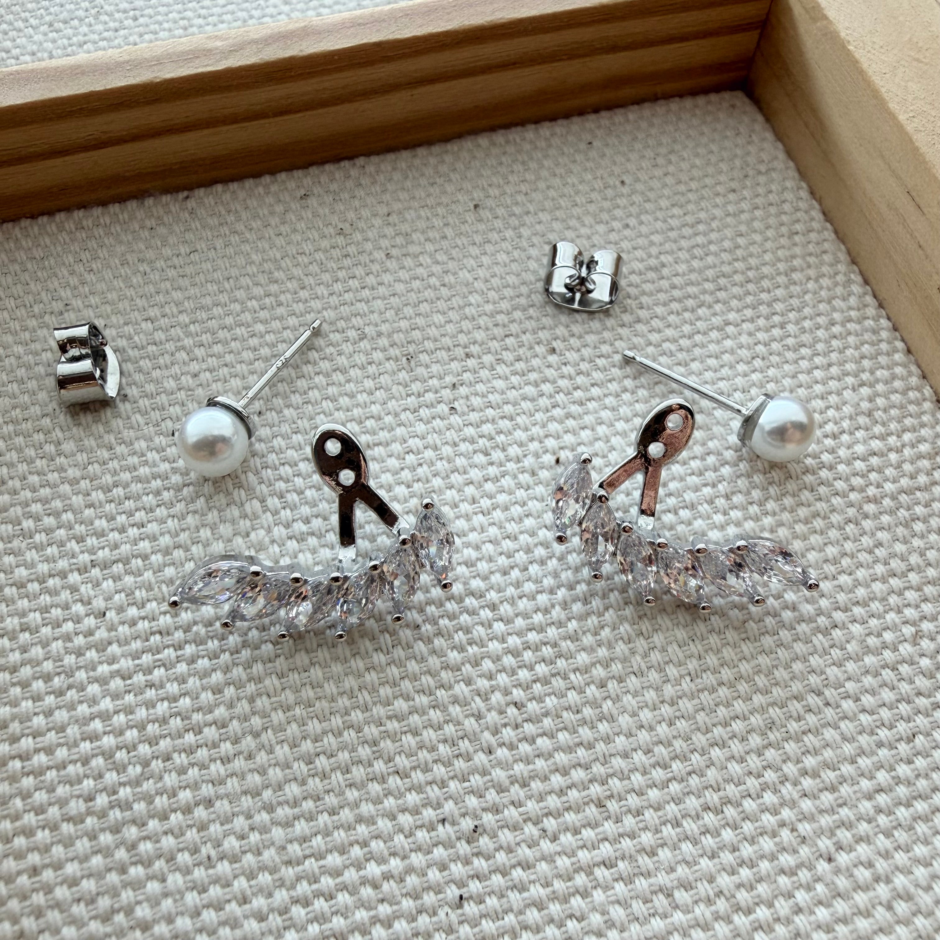 Ear Jacket Pearl Marquise Fan Earrings