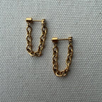 Diamond Stud Chain Connection Earrings