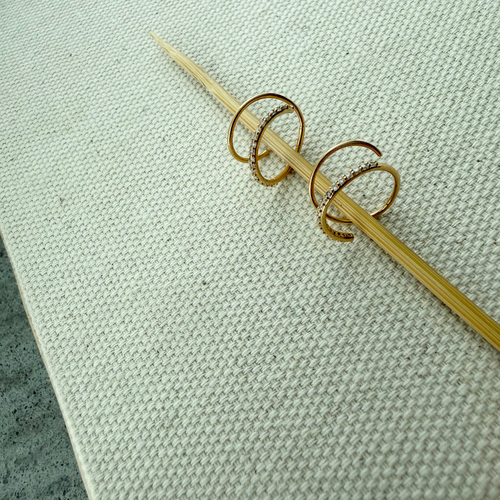 Double Twist Half Pavé Earrings