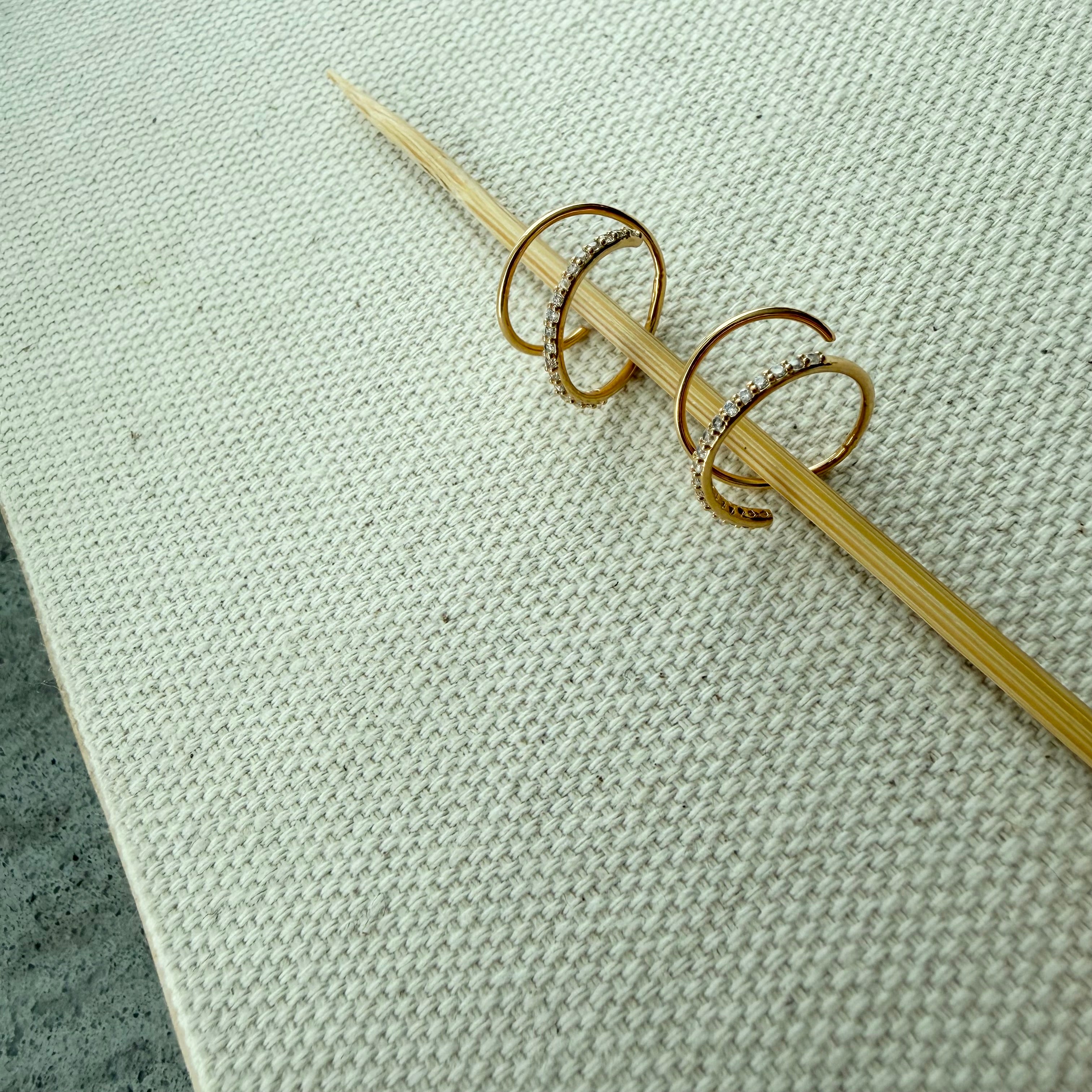 Double Twist Half Pavé Earrings