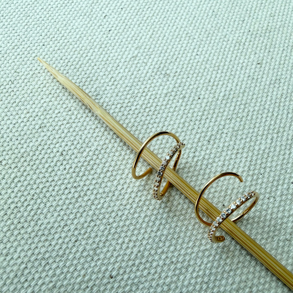 Double Twist Half Pavé Earrings