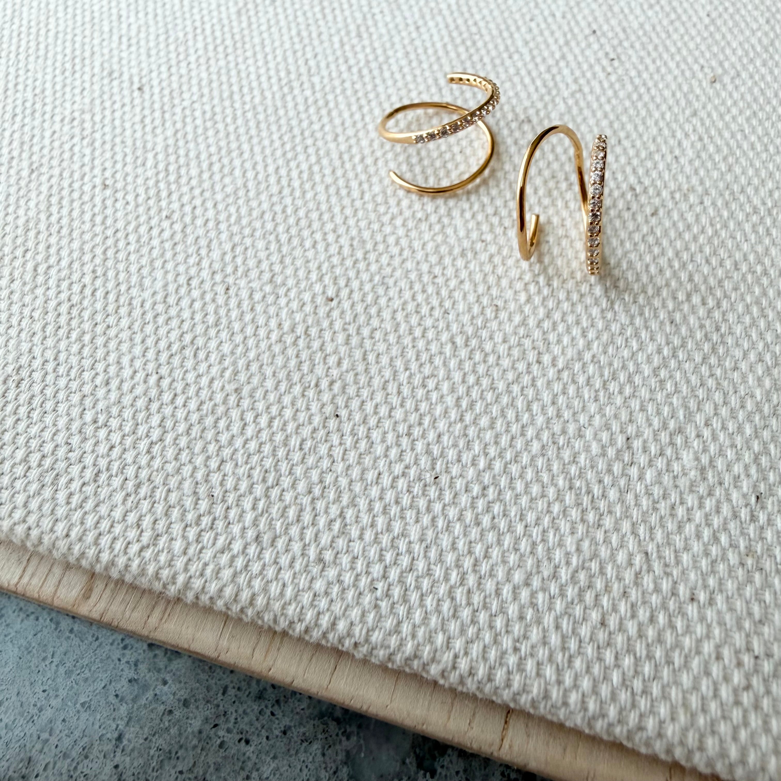 Double Twist Half Pavé Earrings