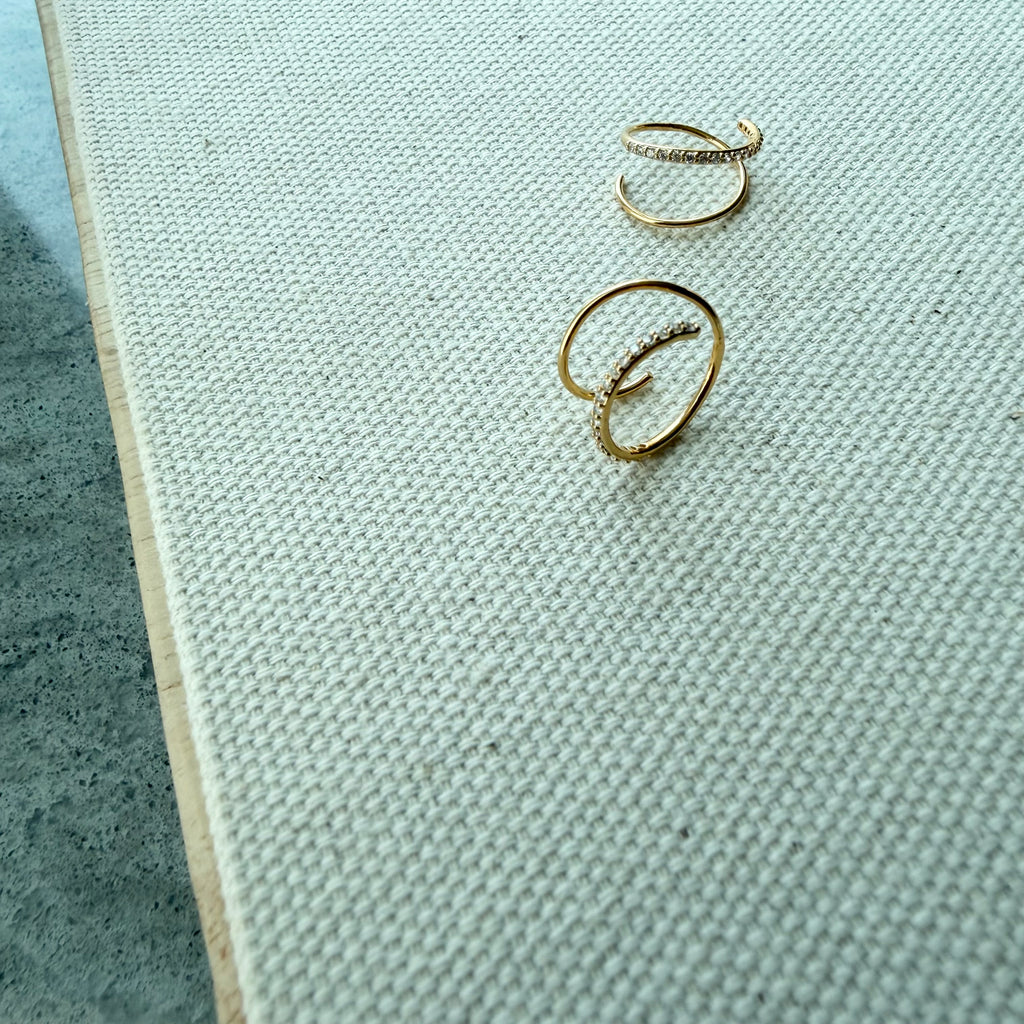 Double Twist Half Pavé Earrings