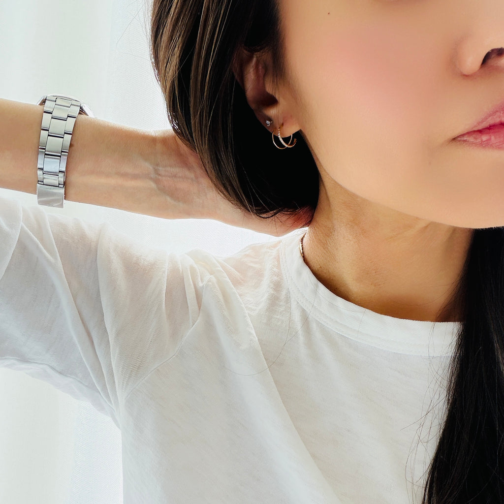 Double Twist Half Pavé Earrings