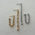 Diamond Stud Chain Connection Earrings