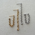 Diamond Stud Chain Connection Earrings