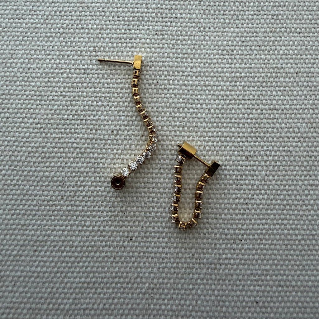 Tennis Chain Connection Earrings