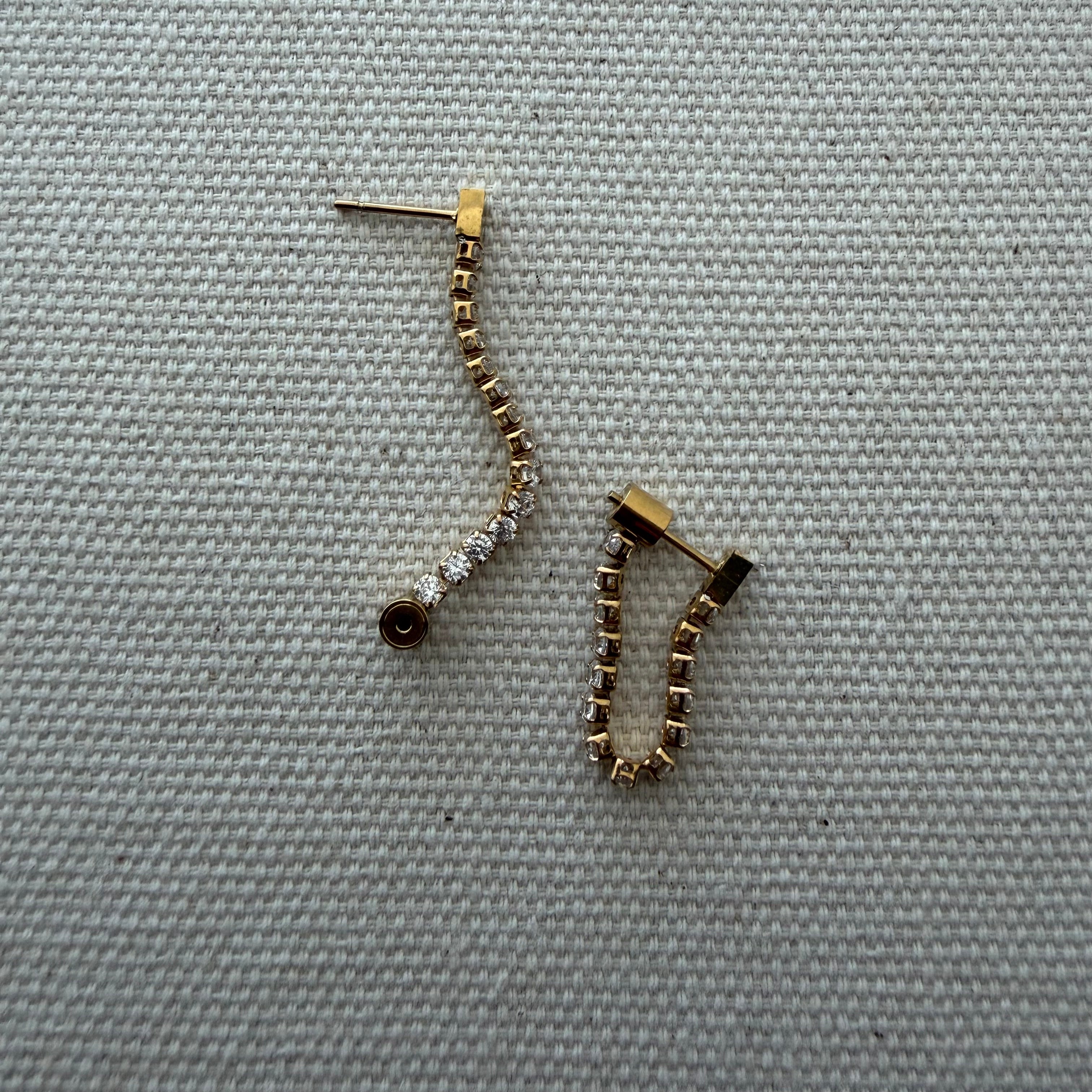 Tennis Chain Connection Earrings