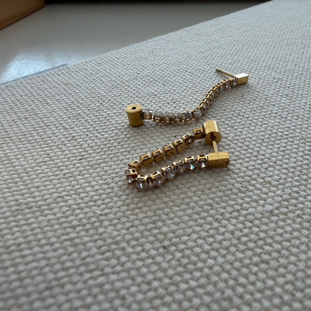 Tennis Chain Connection Earrings