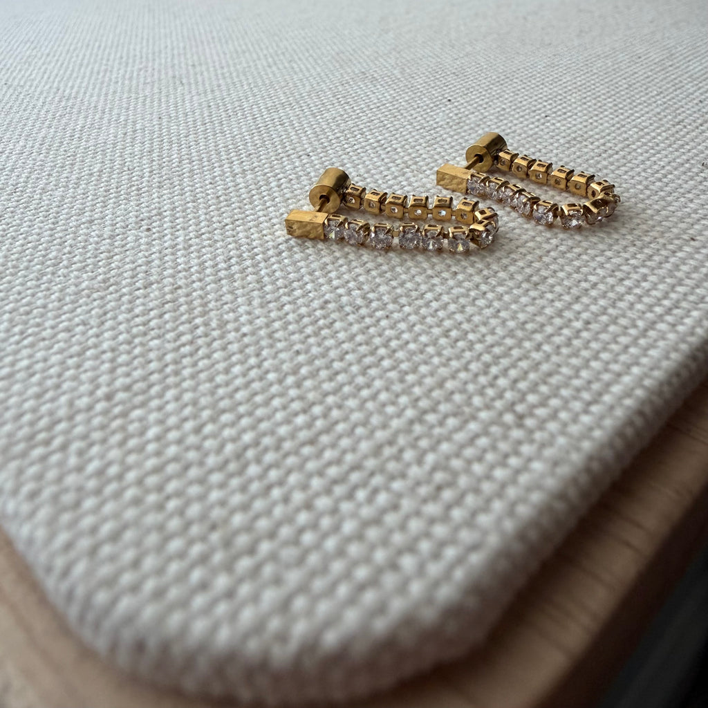 Tennis Chain Connection Earrings