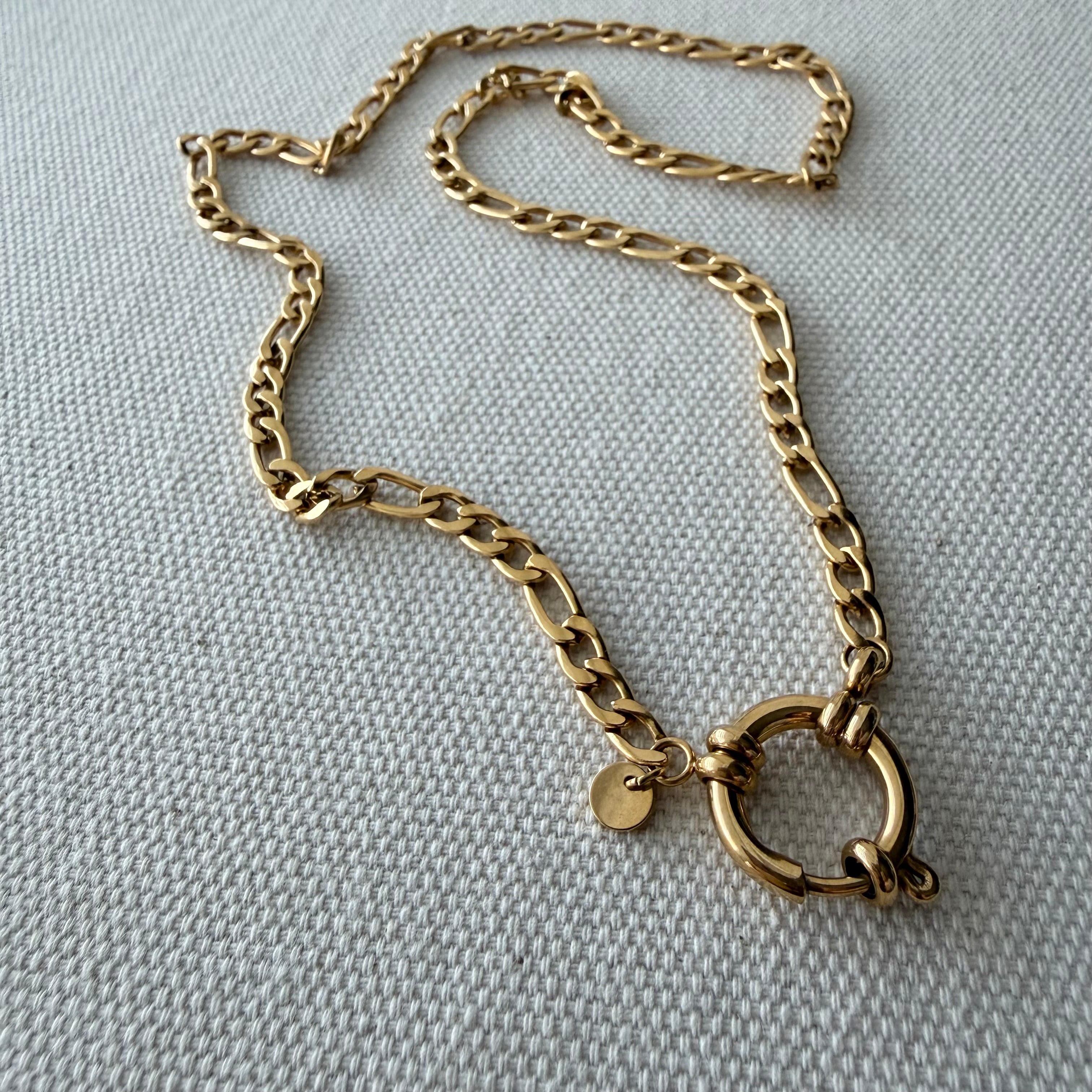Spring Ring Clasp Figaro Necklace