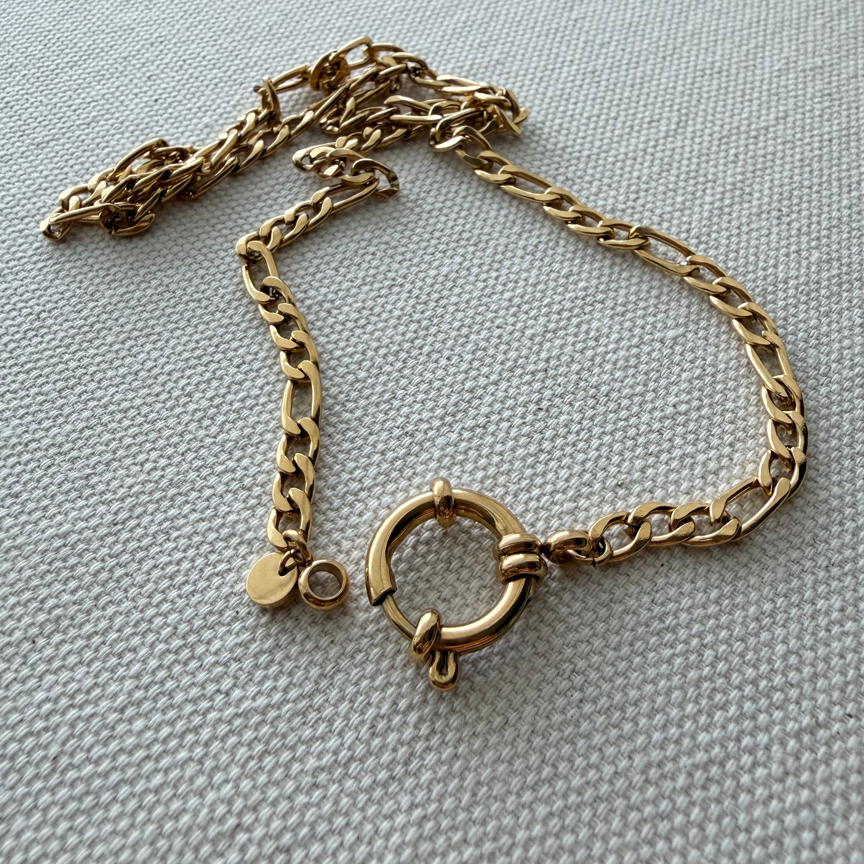 Spring Ring Clasp Figaro Necklace