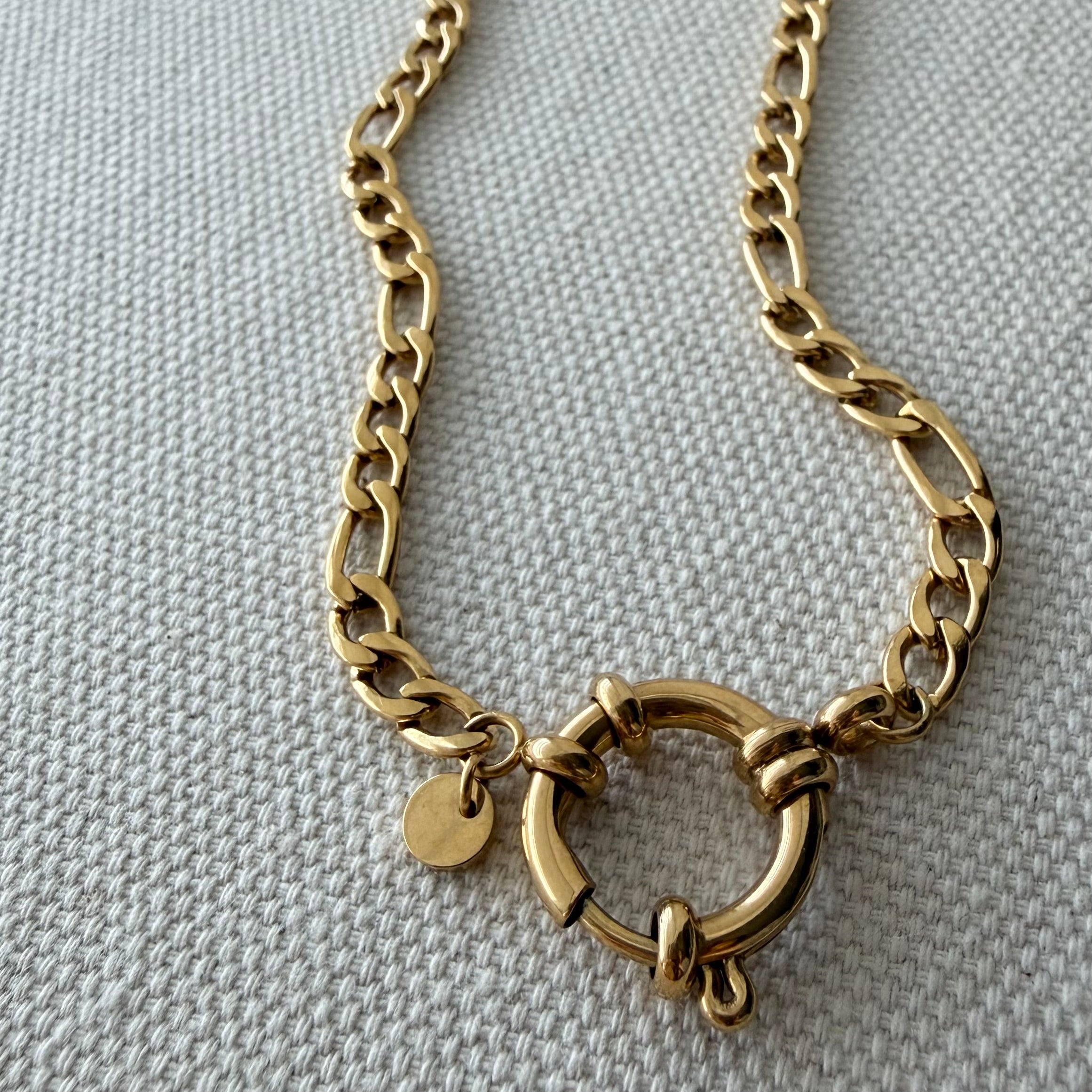 Spring Ring Clasp Figaro Necklace