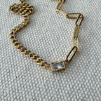 Half and Half Baguette Necklace