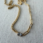 Half and Half Baguette Necklace