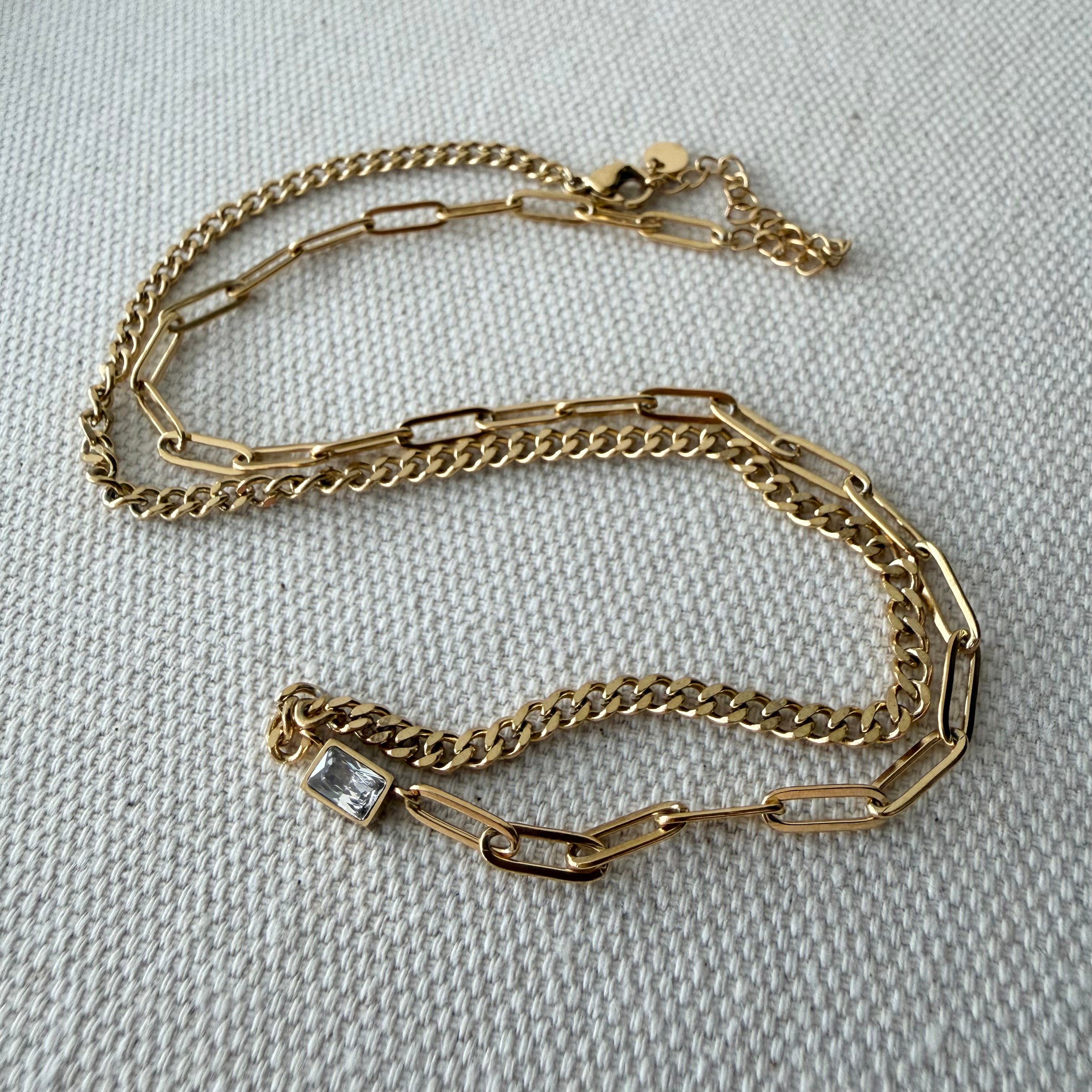Half and Half Baguette Necklace
