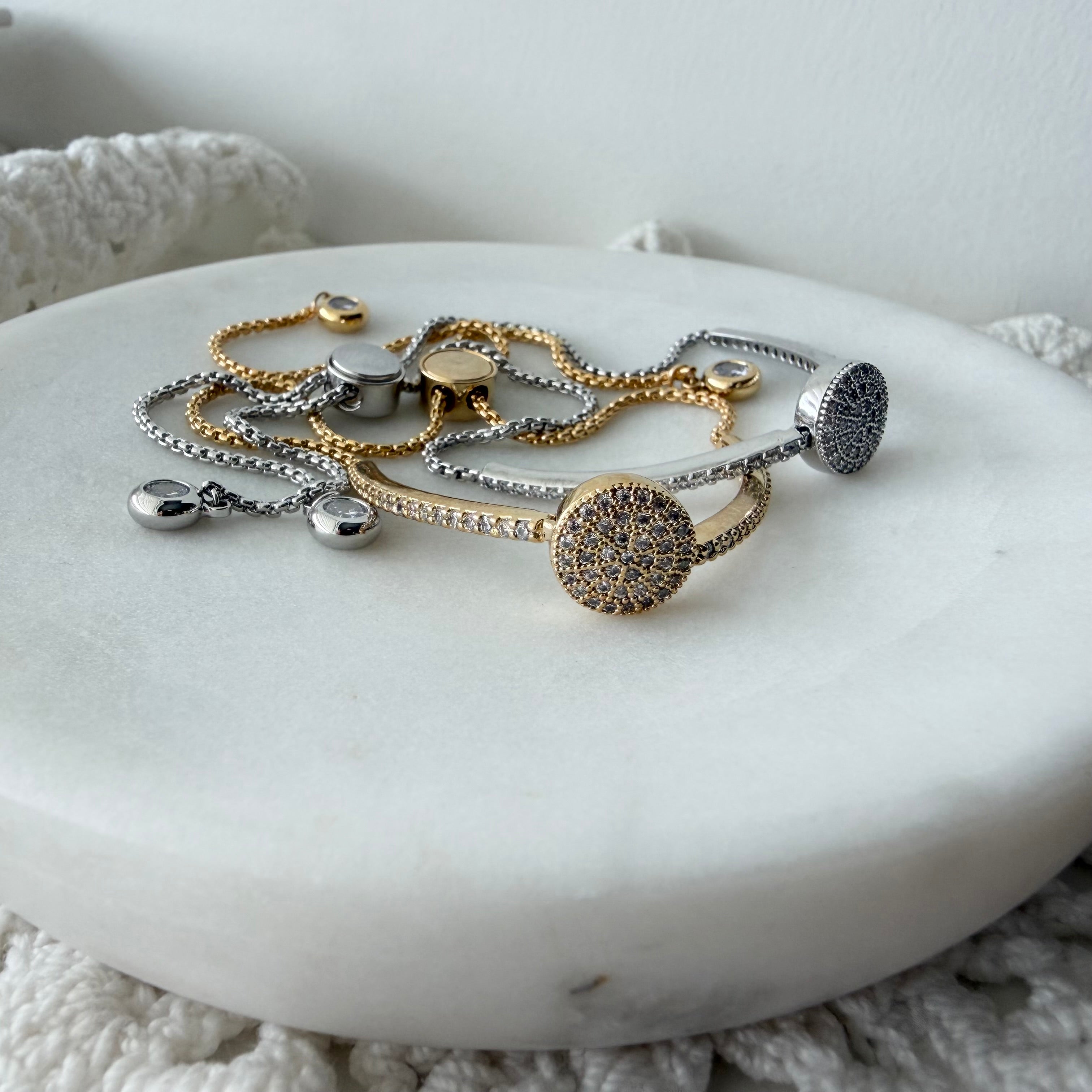 Big Disc Bangle Slider Bracelet