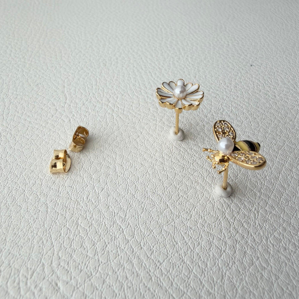 Bumblebee and Daisy Mismatch Earrings