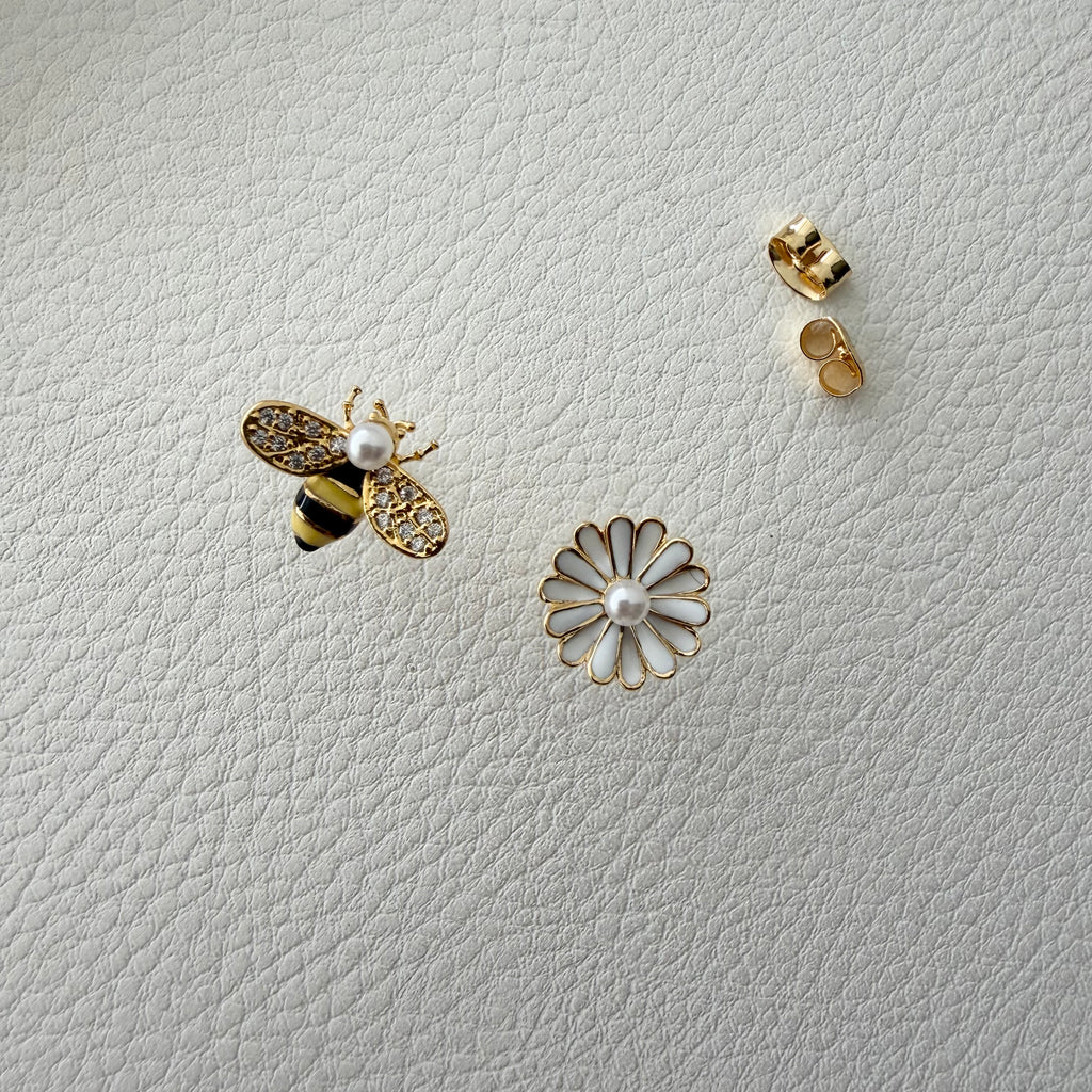 Bumblebee and Daisy Mismatch Earrings