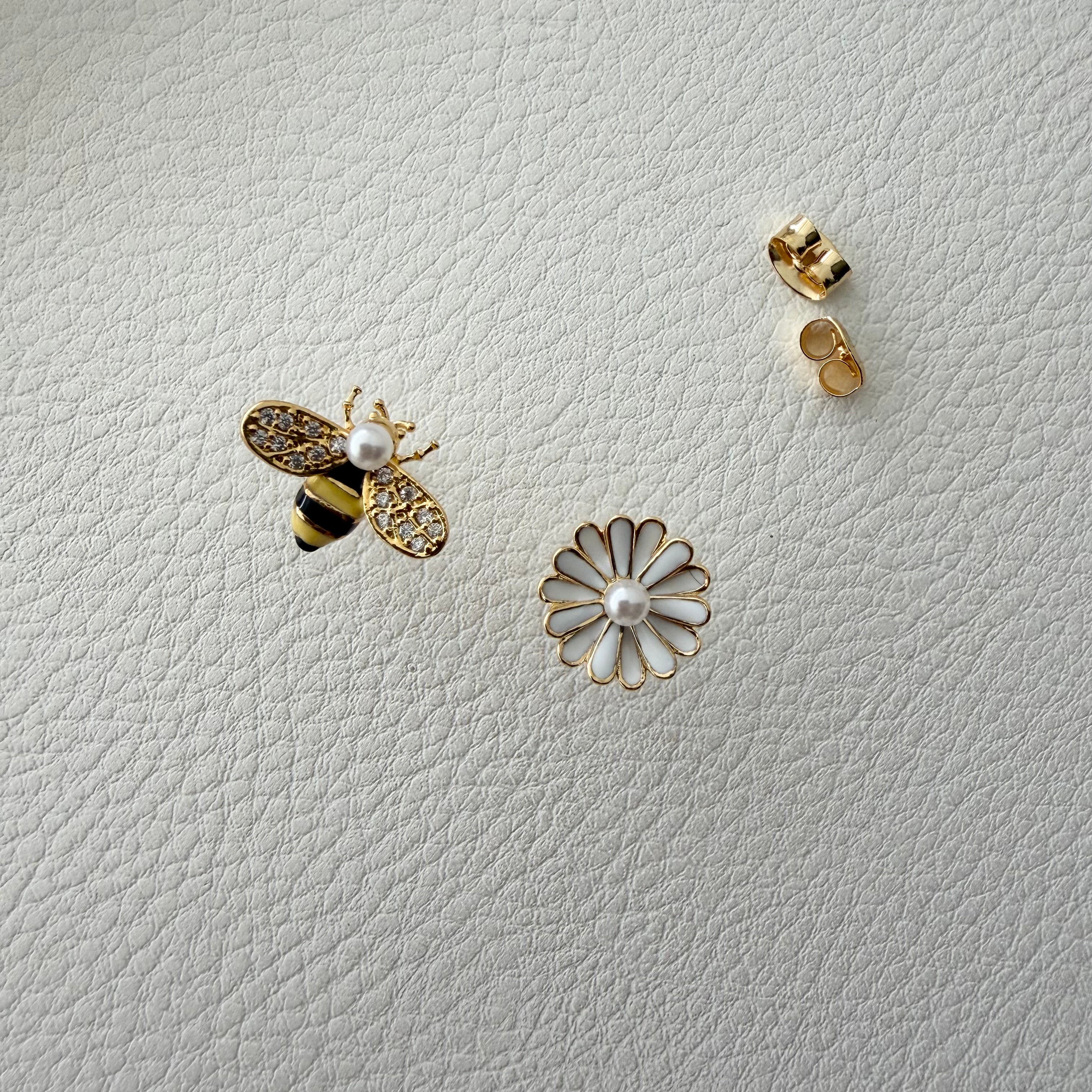 Bumblebee and Daisy Mismatch Earrings