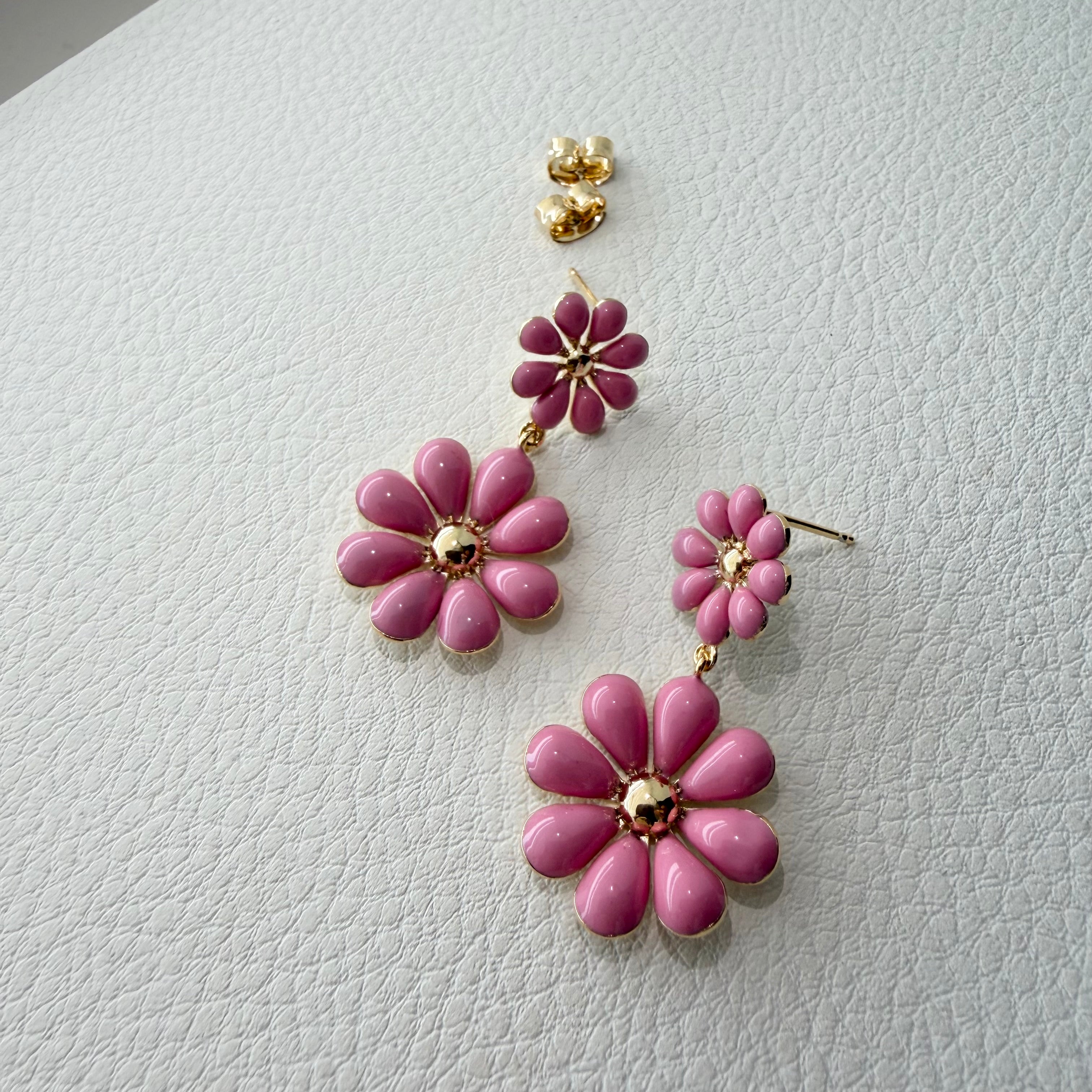 Double Flower Enamel Earrings